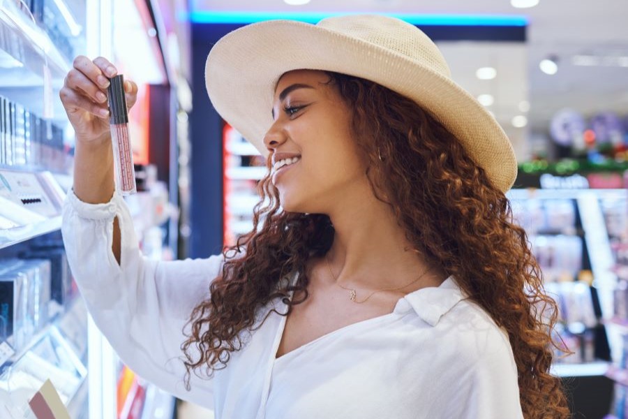 Woman shopping for makeup